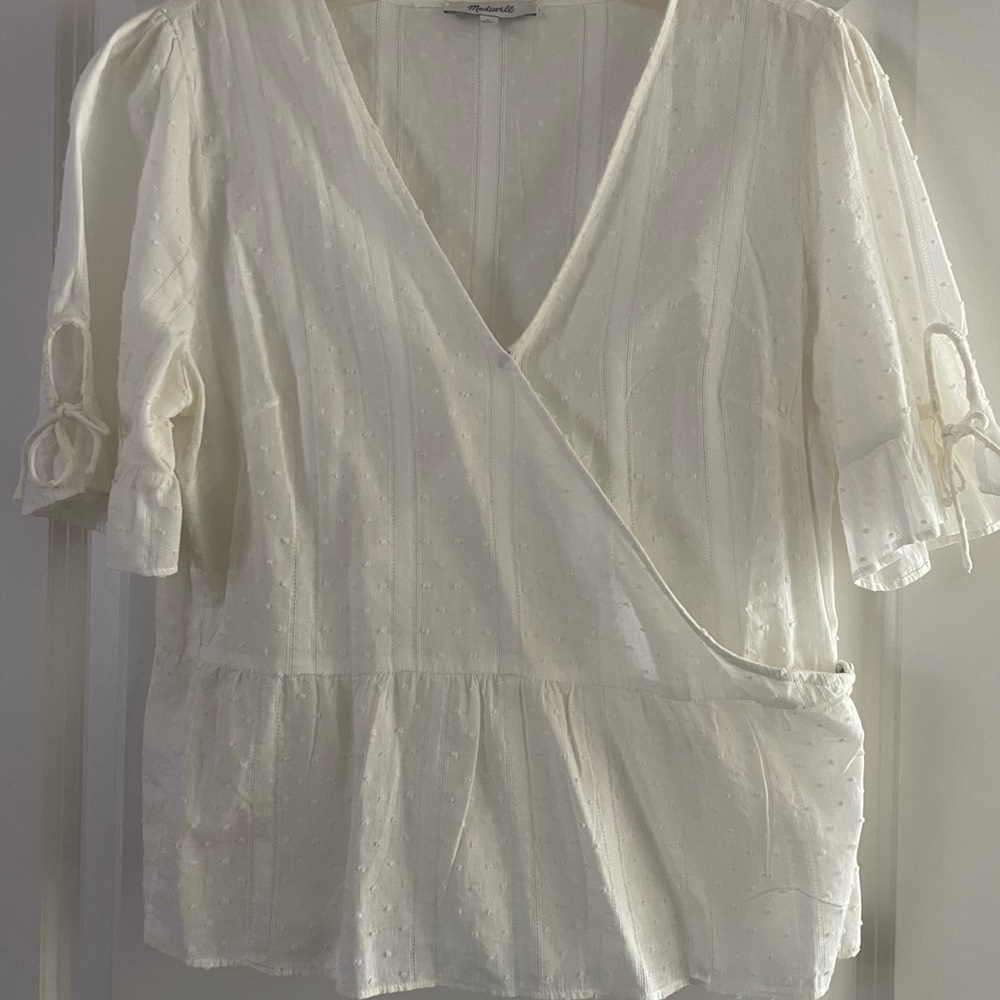 Madewell Cream Wrap Blouse EUC size 6
